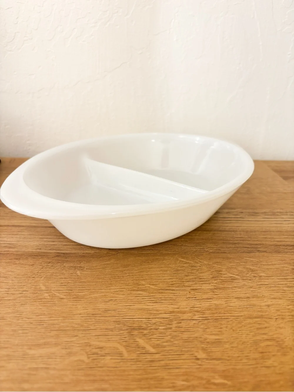 Vintage Glasbake Divided Opal White Milk Glass Casserole Baking Dish J2352